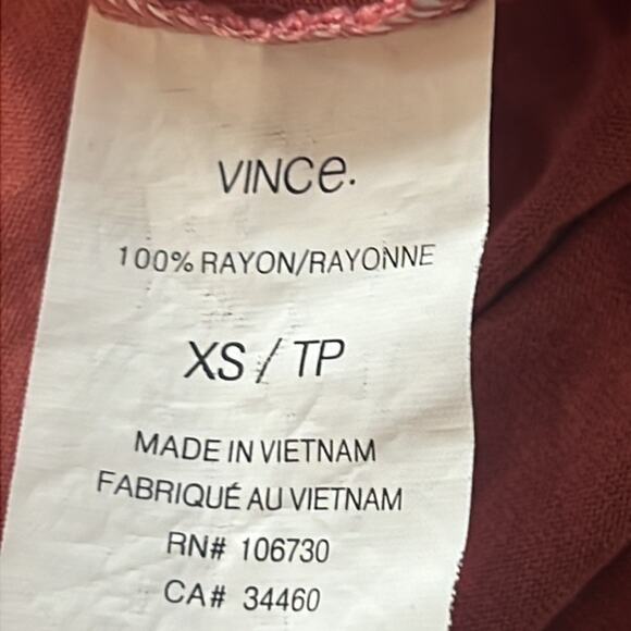 Vince Blouse Top XSmall with Reverse Hem Jersey Knit Size XS - Picture 7 of 9